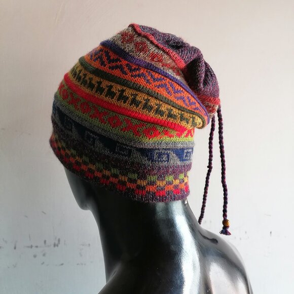 Chullo Scarf 2 in 1 Knitted Wool Hat Winter - Picture 4 of 9